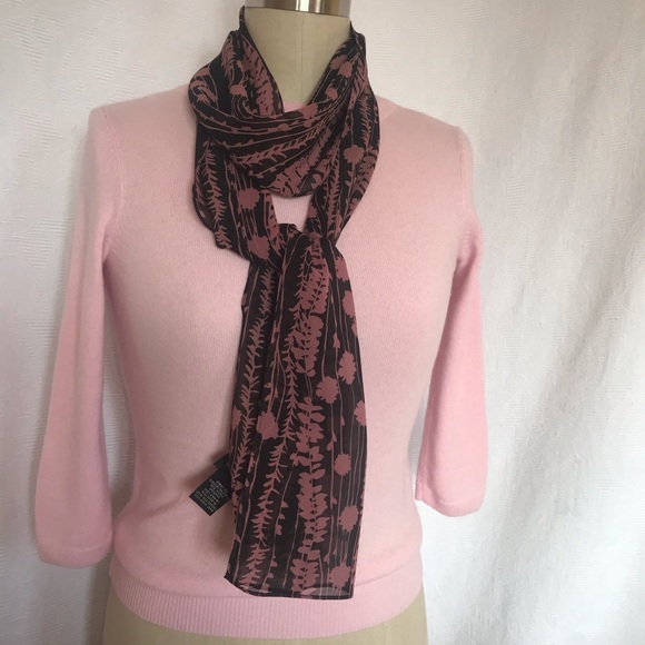 Bebe silk georgette is pink/black scarf - Picture 6 of 9
